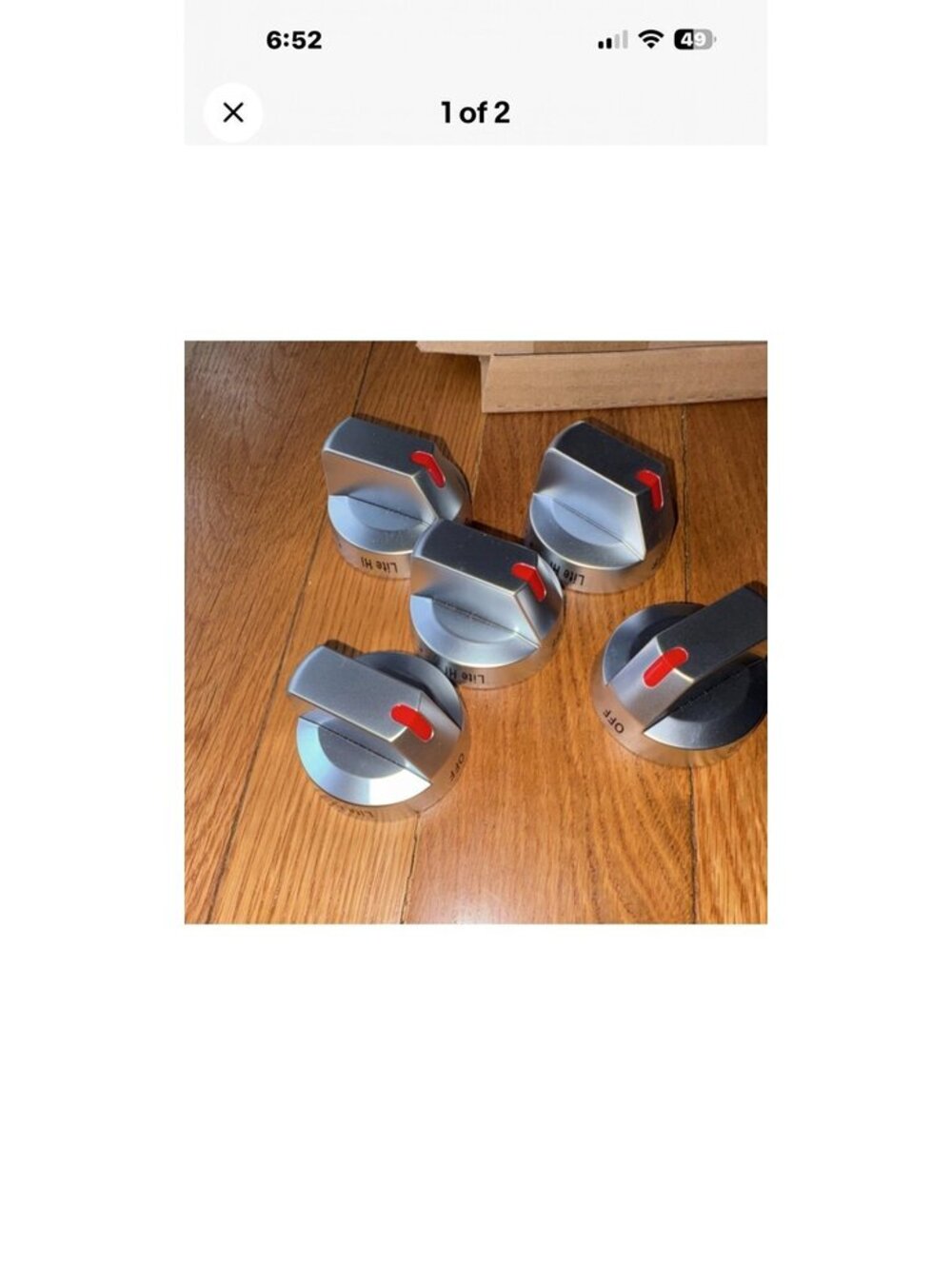 SAMGSUNG Set of 5 Silver Metal Range Cooktop Knobs Shiny Finish Red Indicator